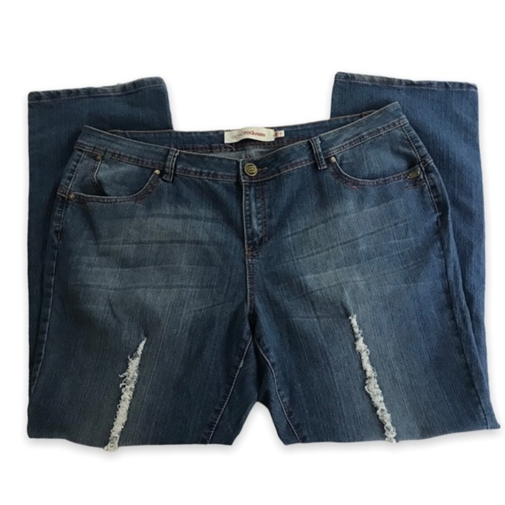 Ecko Red Denim Distressed Studded Back Pocket Straight Leg Jeans Women's Size 22